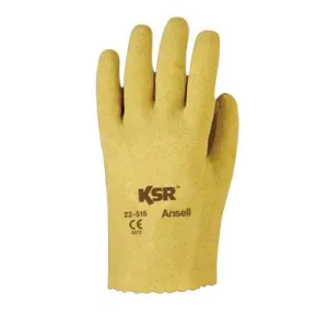 Ansell KSR® Multi-Purpose Vinyl-Coated Gloves, Interlock Knit Liner, 10, Yellow, 22-515-10