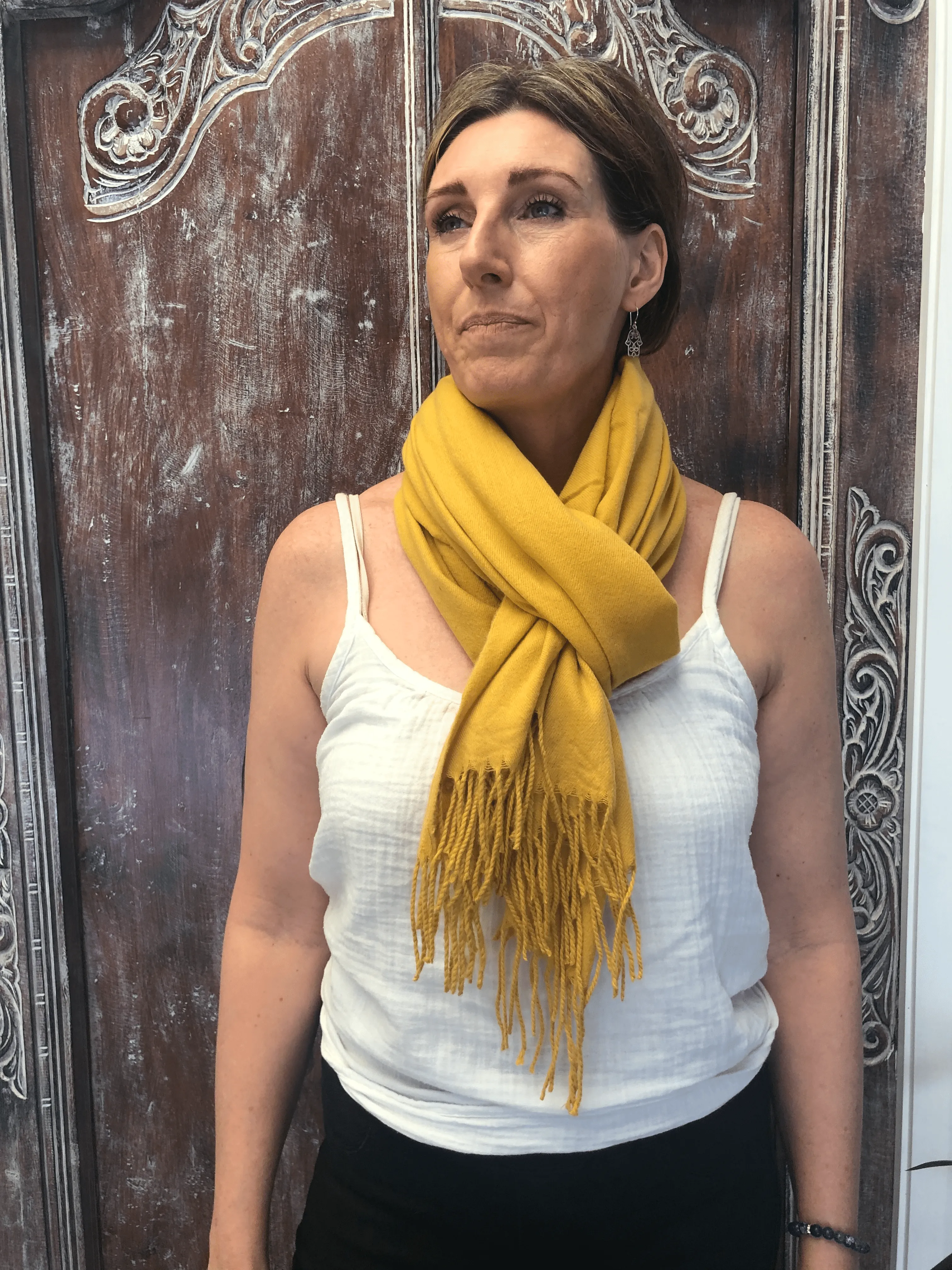 💥 Mustard Yellow Pashmina Scarf Shawl