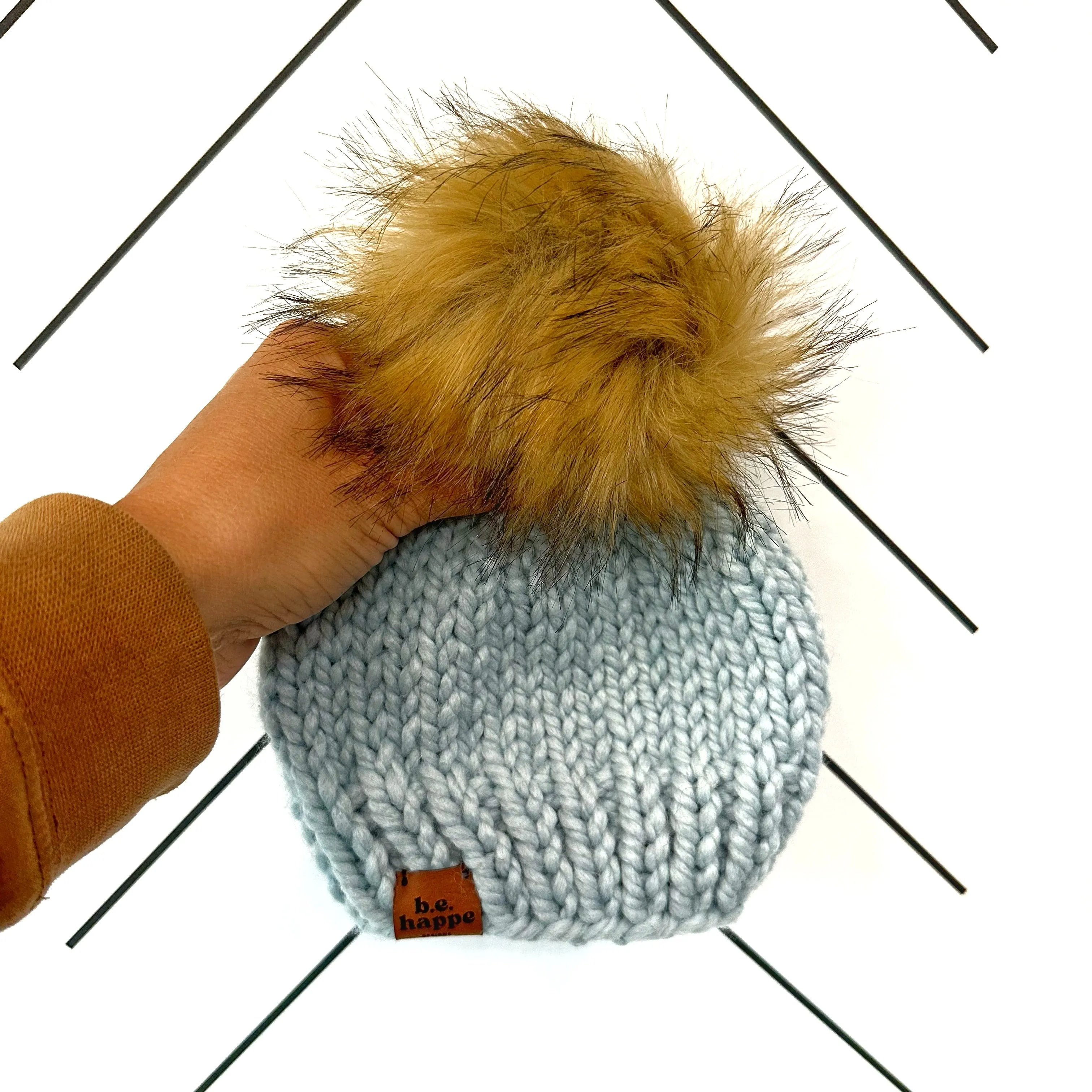 6-12 month Baby Knit Pom Hat | Baby Blue Beanie