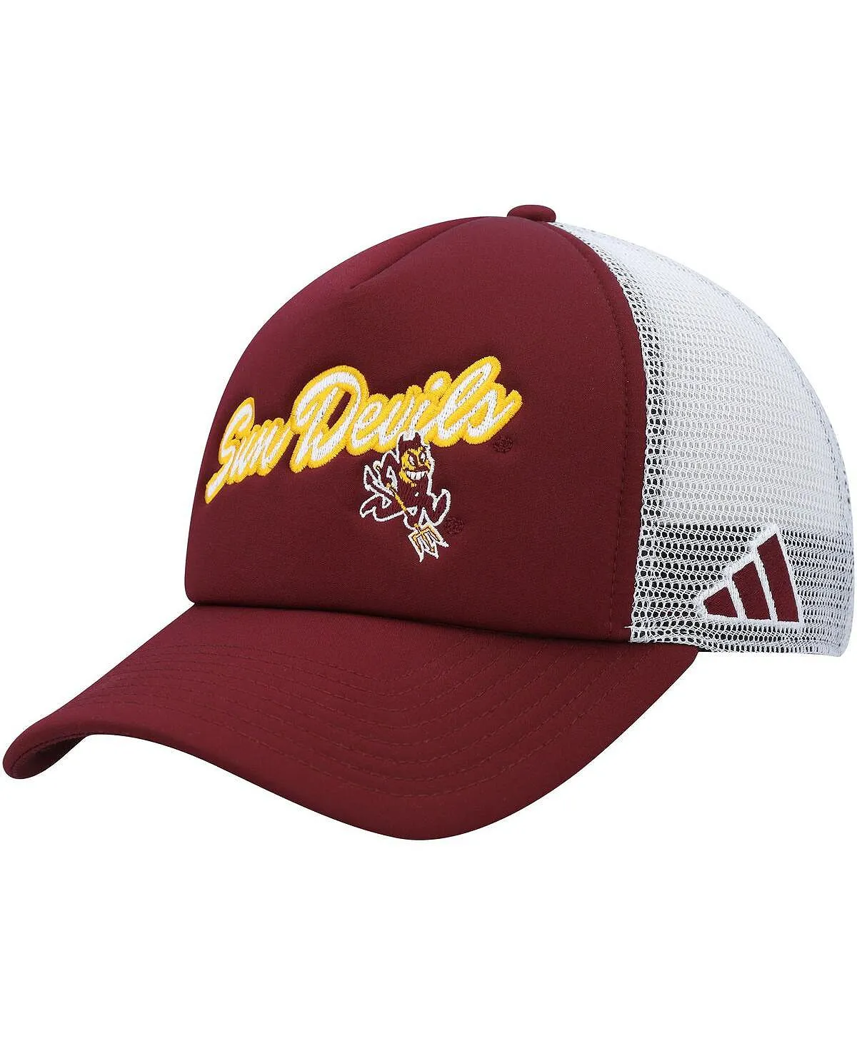 adidas Men's Arizona State Sun Devils Script Trucker Snapback Cap in Maroon