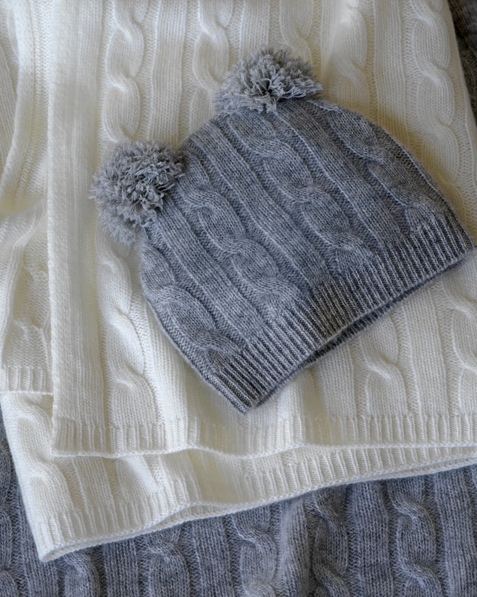 Angel Cashmere Baby Hat with Pompoms