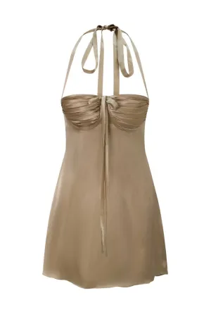 ANGELINA MINI DRESS IN CHINCHILLA GOLD SILK