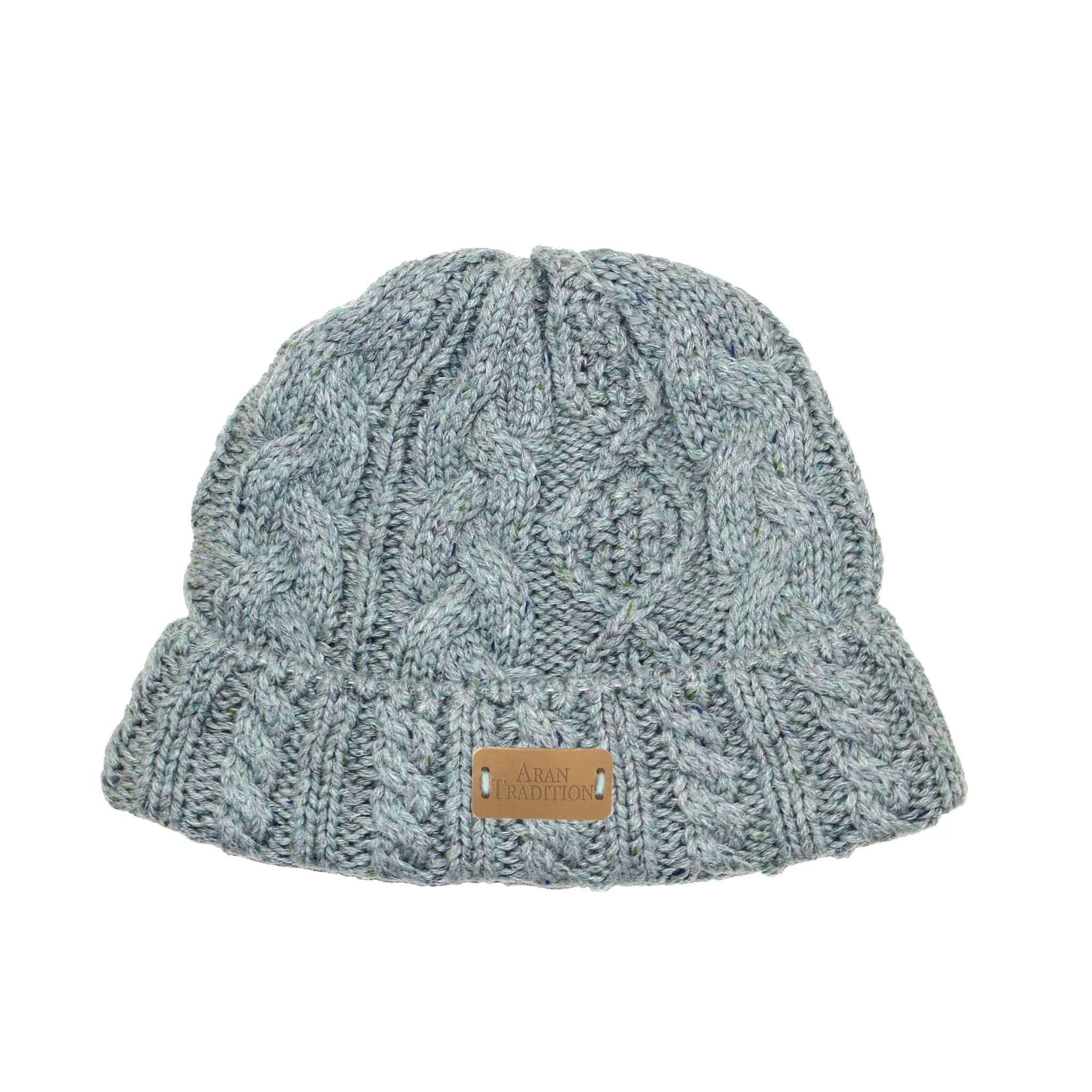 Aran Donegal Cable Turn up Beanie Hat