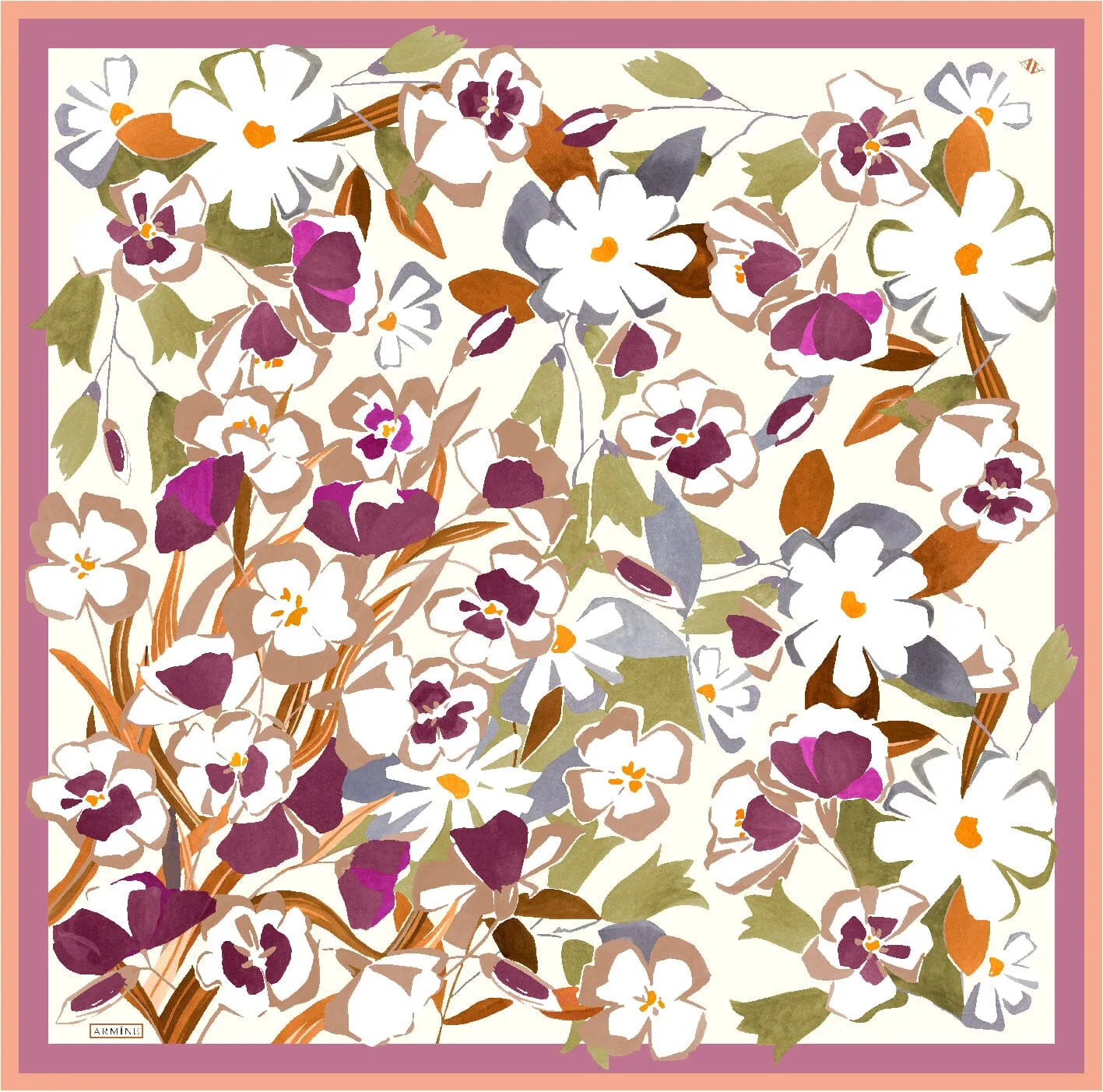 Armine Savannah Floral Silk Scarf #52