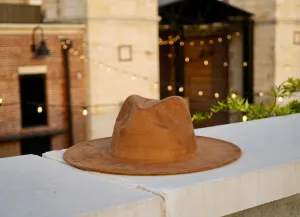 Atlanta Suede Wide Brim Fedora - Dark Tan