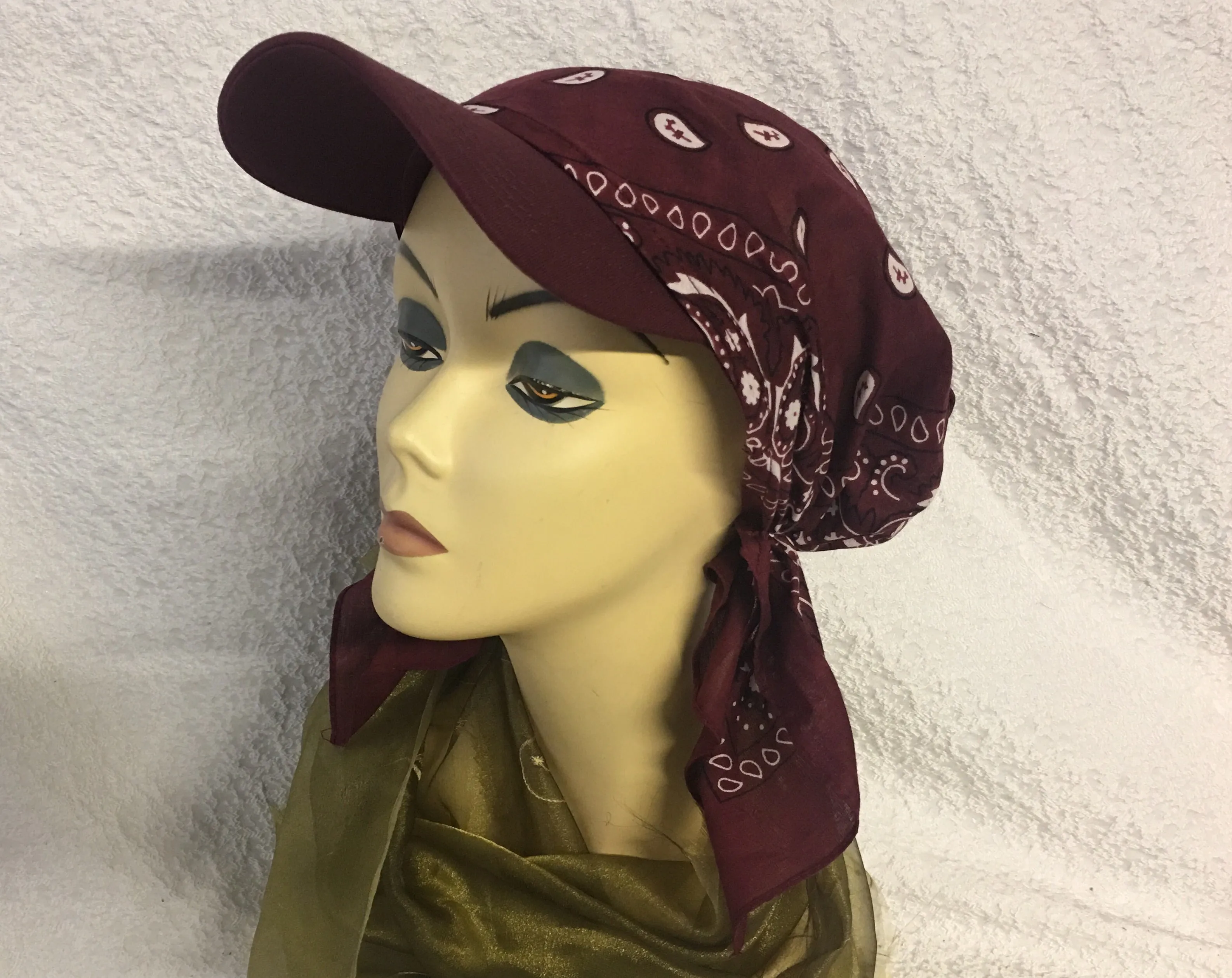 Baseball Cap Scarf Breathable Cotton Visor Casual Athletic Style Head Cover For Women I