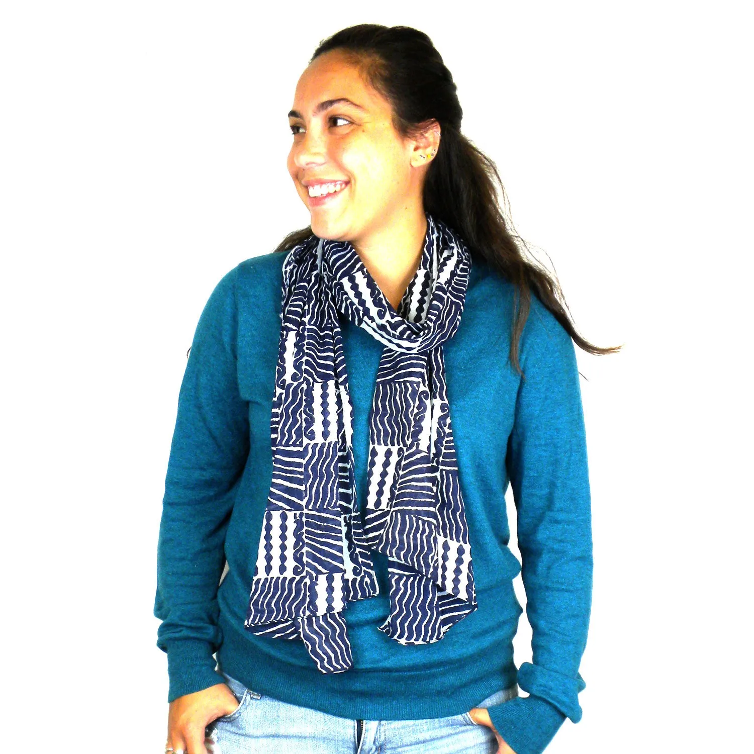 Black & White Geometric Cotton Scarf Asha Handicrafts