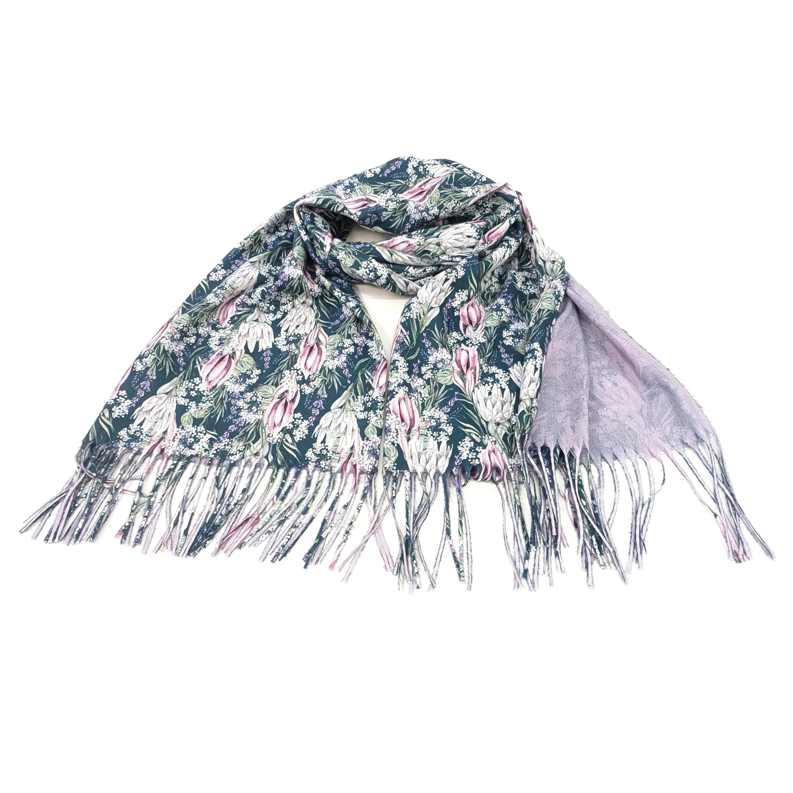 Black Ginger 180cm Dusty Pink Winter Protea Pashmina Scarf - 736-511