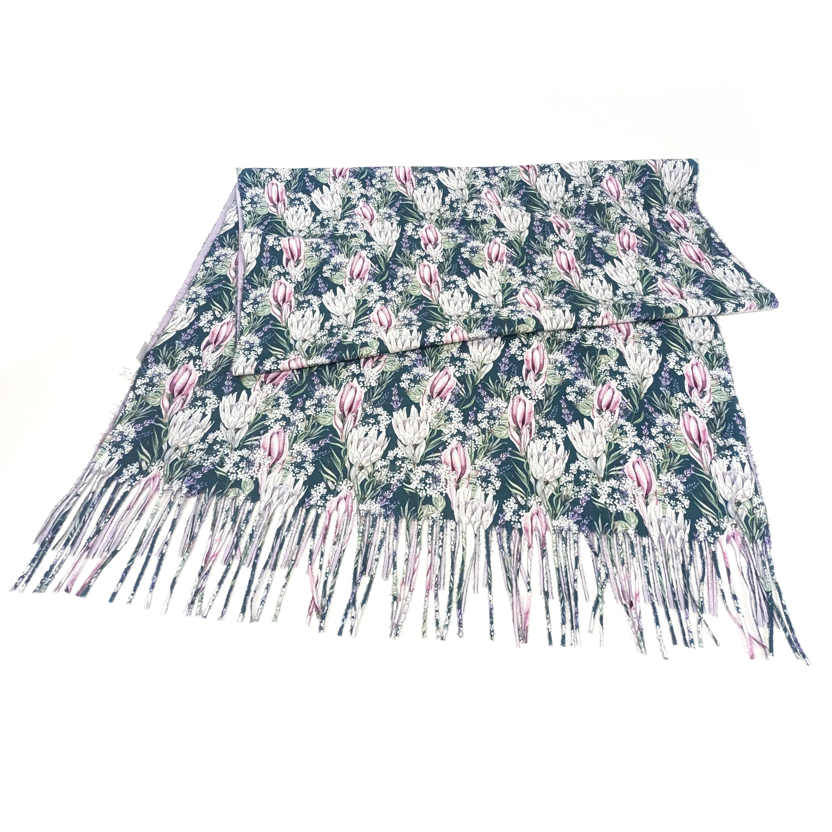 Black Ginger 180cm Dusty Pink Winter Protea Pashmina Scarf - 736-511