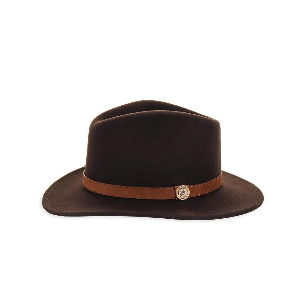 Brown Fedora with Peacock and Hen Pheasant Pin