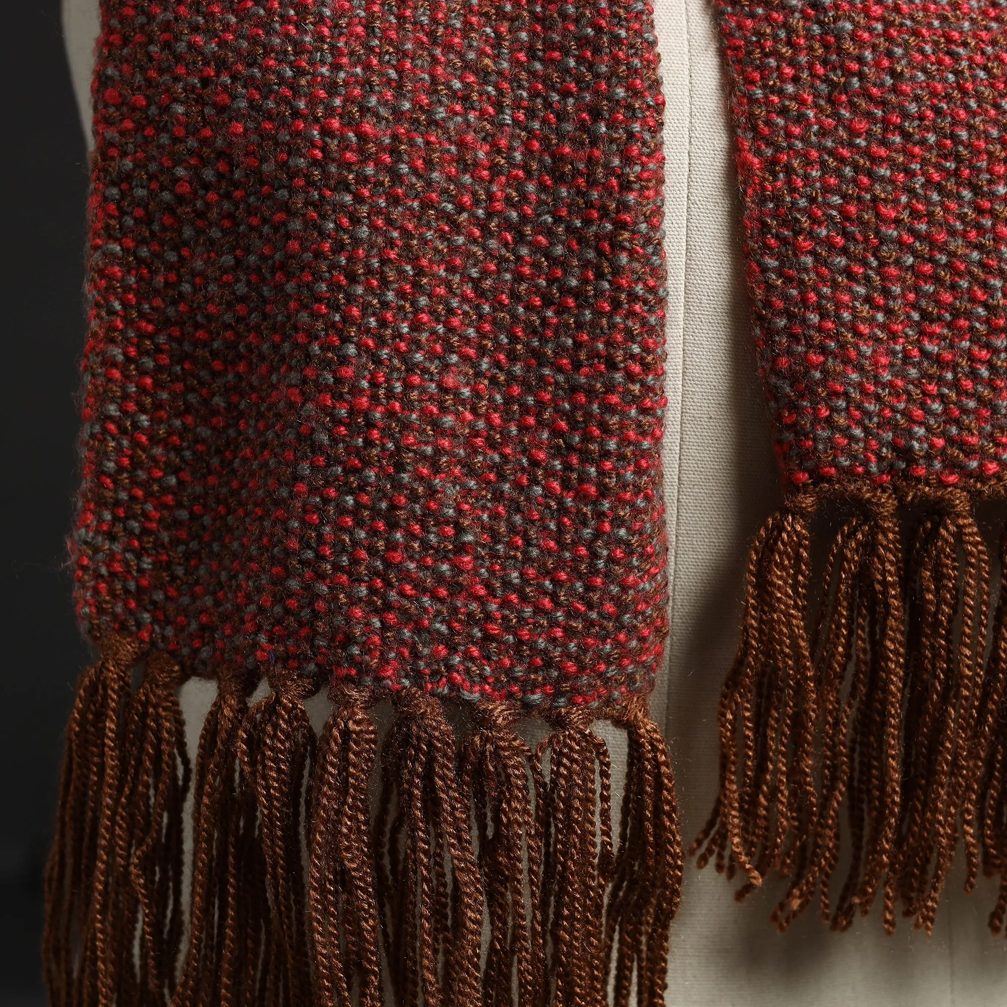 Brown - Kumaun Hand Knitted Woolen Muffler 77