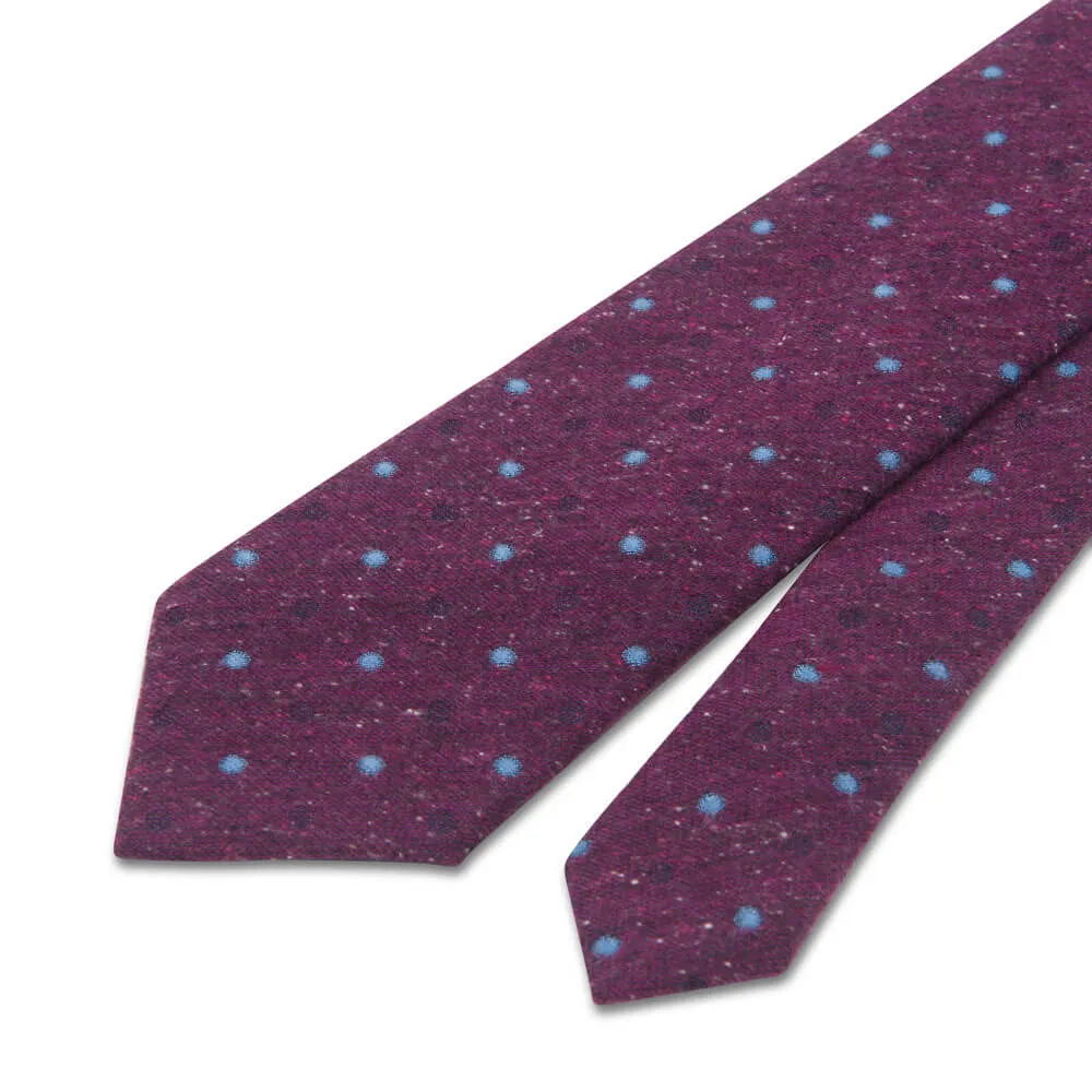 Burgundy Dot Heritage Weave Cotton Silk Wool Tie