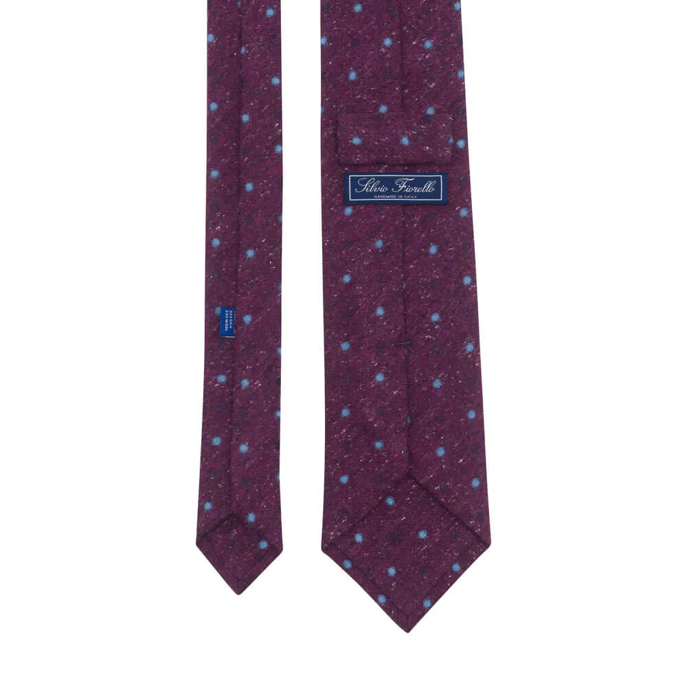 Burgundy Dot Heritage Weave Cotton Silk Wool Tie