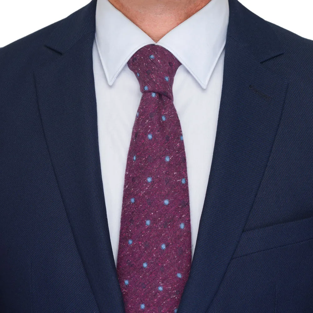 Burgundy Dot Heritage Weave Cotton Silk Wool Tie