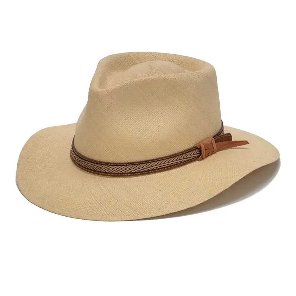 California Hats Boston - Panama Straw Outback Fedora Hat