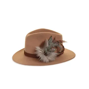 Camel Fedora with Blue Pheasant and Mallard Pin