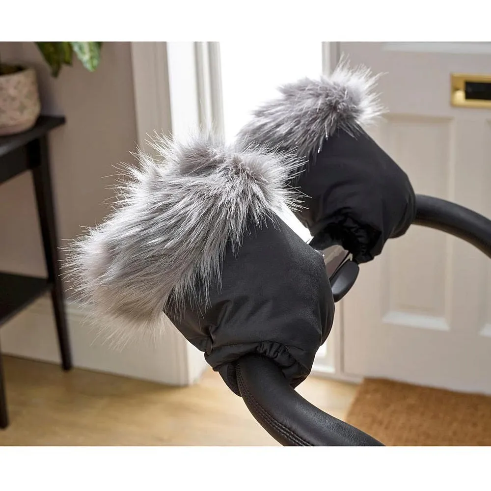 Clair De Lune Universal Pushchair/Pram Faux Fur Mittens (Grey)