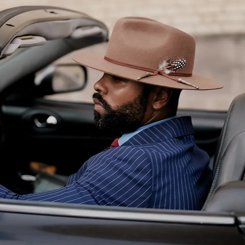 Classic Men's Felt Fedora Hat-Taupe