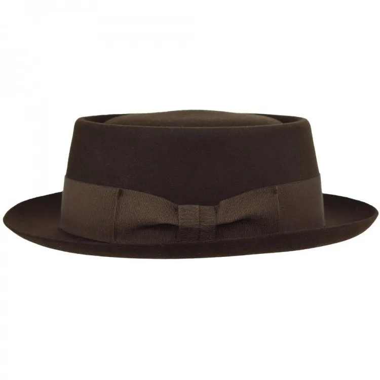 Classic Pork Pie Fur Felt Hat in Brown