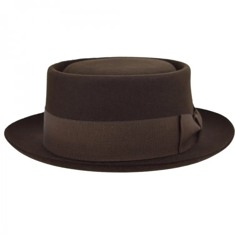 Classic Pork Pie Fur Felt Hat in Brown