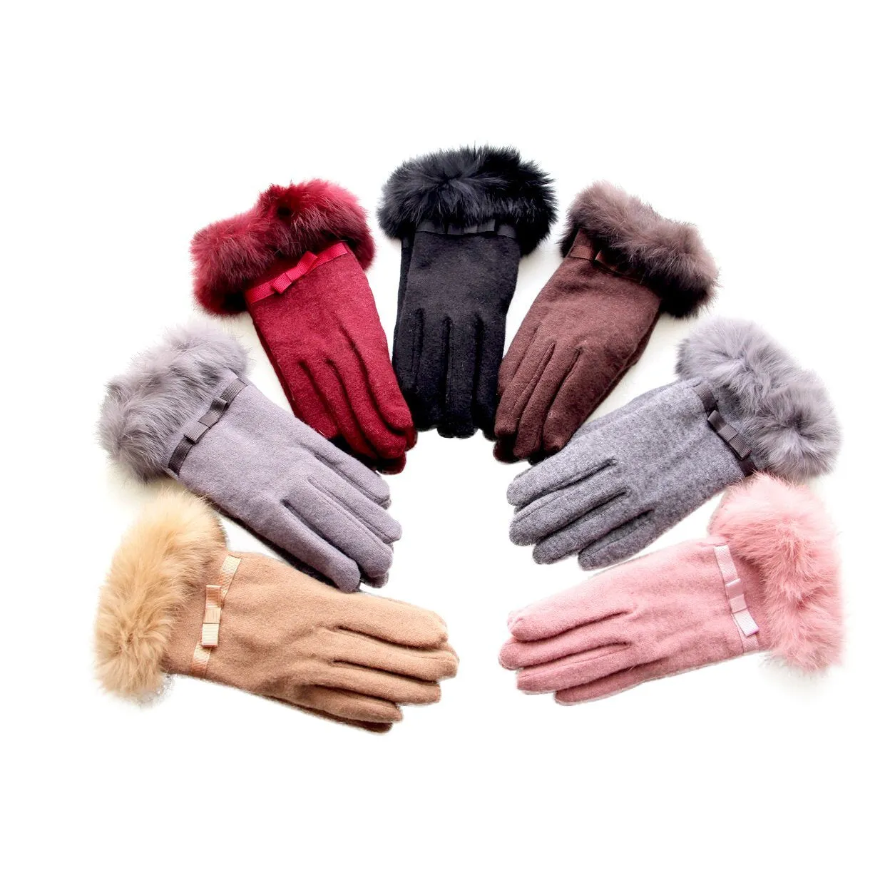 COLOR: Formal Black - Kitten Mittens Faux Fur Lining Touch Smart Gloves