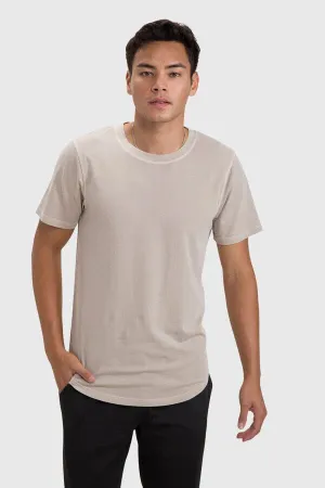 Cream Cotton Breathable Scallop Hem Tee