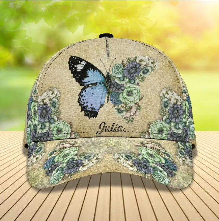 Customized Bicycle Girl Cap Butterfly Art Hat for Girl Summer Cap