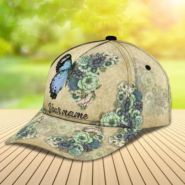 Customized Bicycle Girl Cap Butterfly Art Hat for Girl Summer Cap