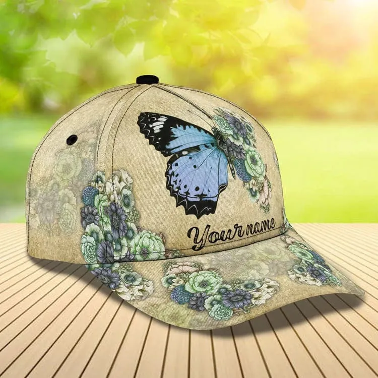 Customized Bicycle Girl Cap Butterfly Art Hat for Girl Summer Cap