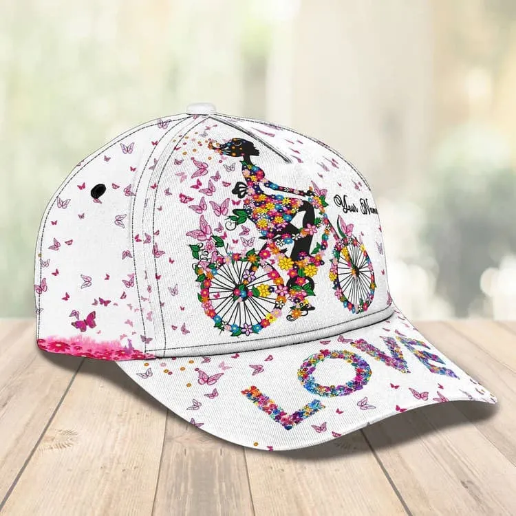 Customized Bicycle Girl Cap Butterfly Art Hat for Girl Summer Cap