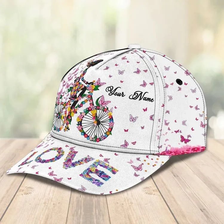 Customized Bicycle Girl Cap Butterfly Art Hat for Girl Summer Cap