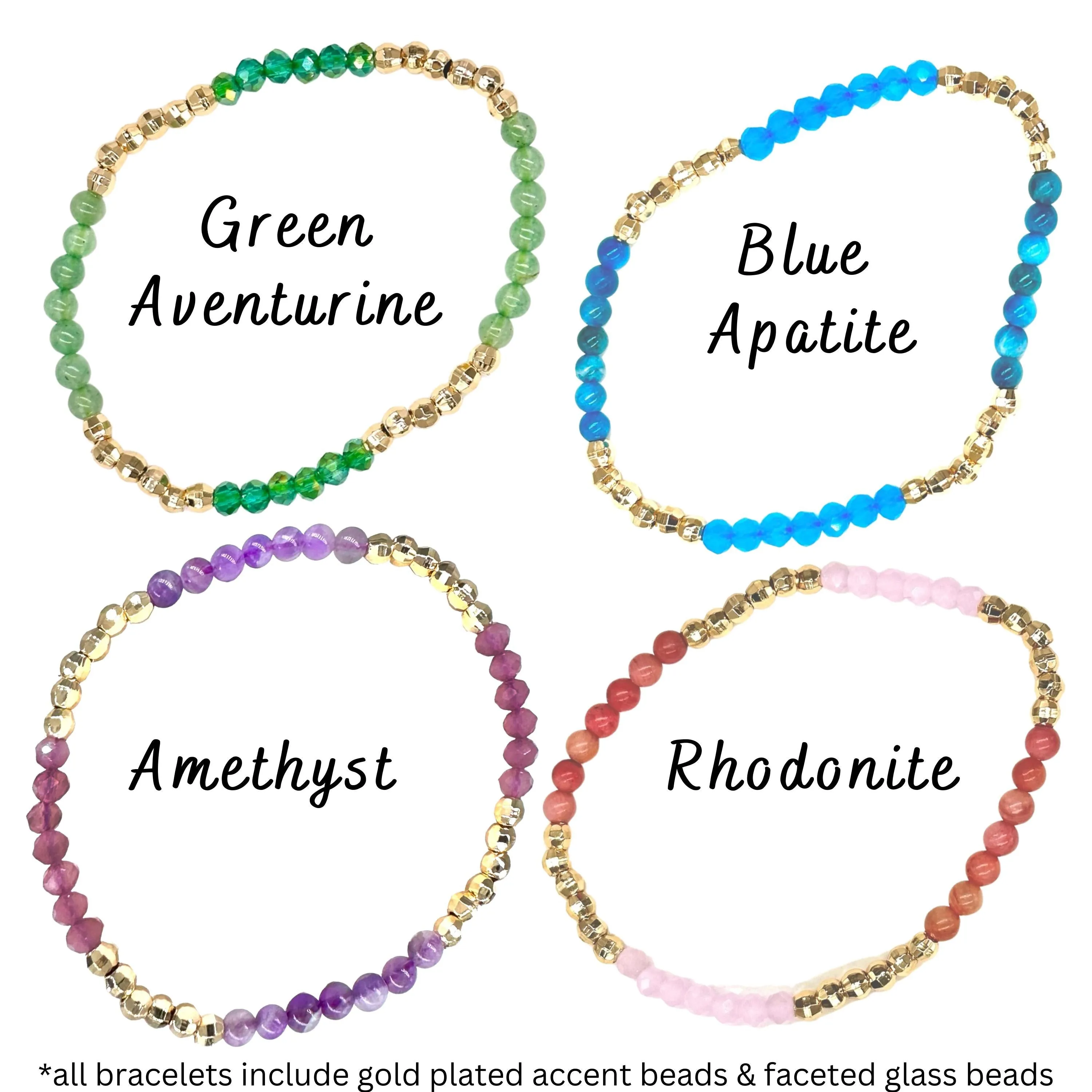 Dainty Healing Crystal Gold Accent Bracelets