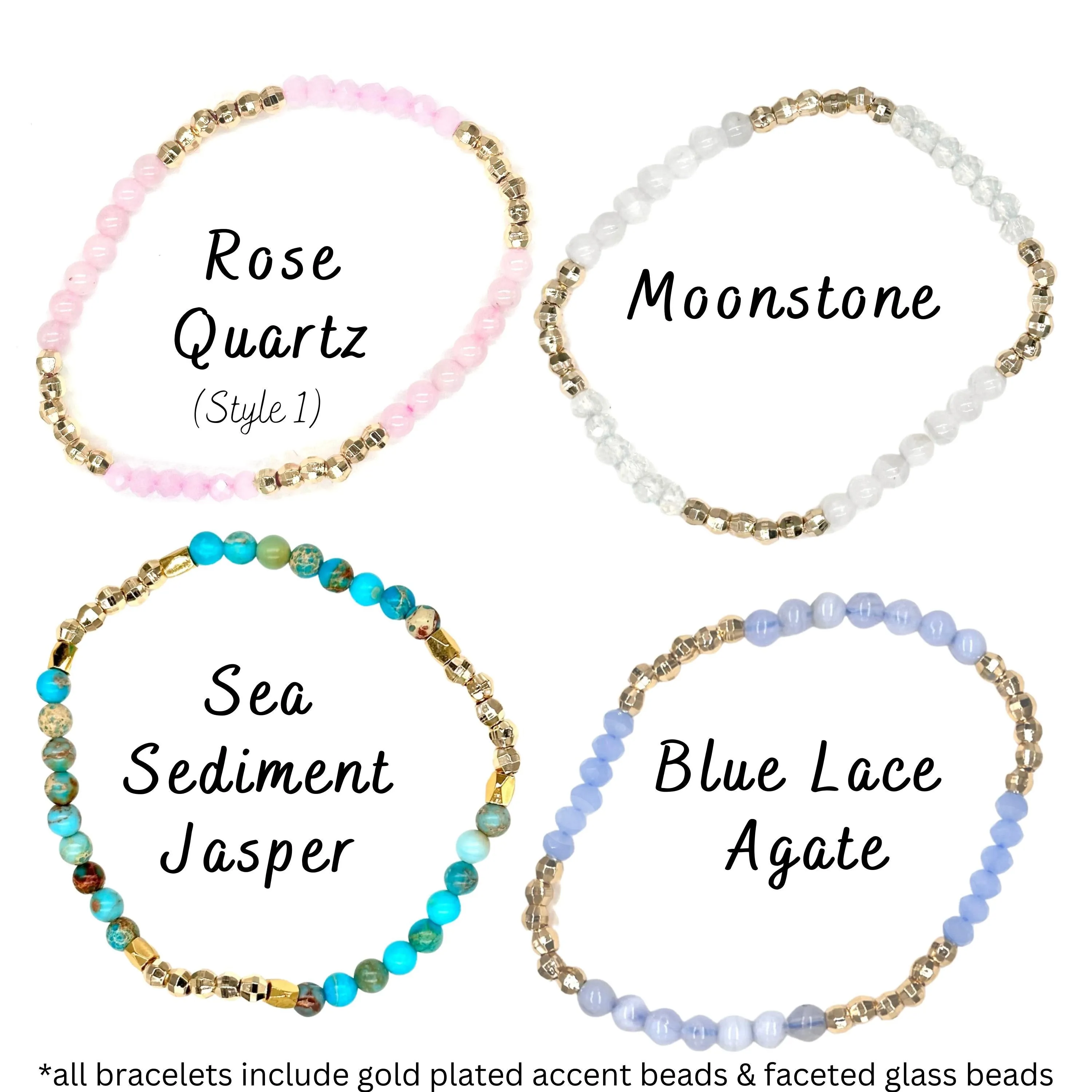 Dainty Healing Crystal Gold Accent Bracelets