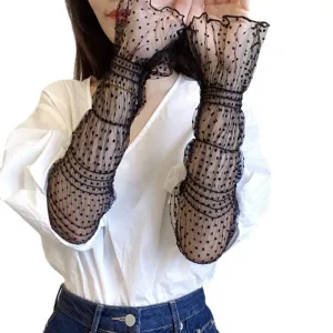 Dainty Polka-Dot Lace Pair of Arm Sleeves