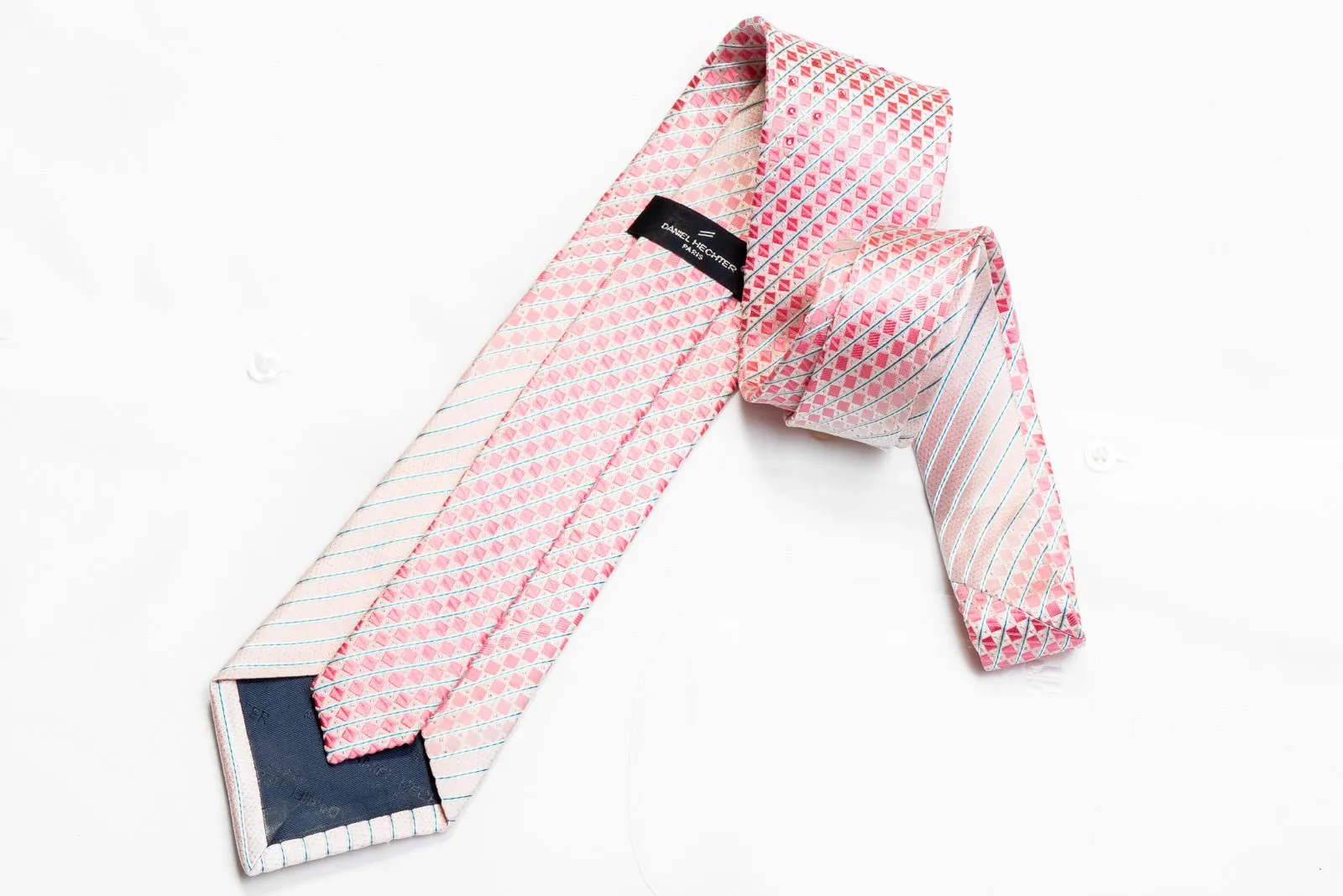 Daniel Hechter Rhinestone Tie Geometric Stripped On Pink With Sparkles