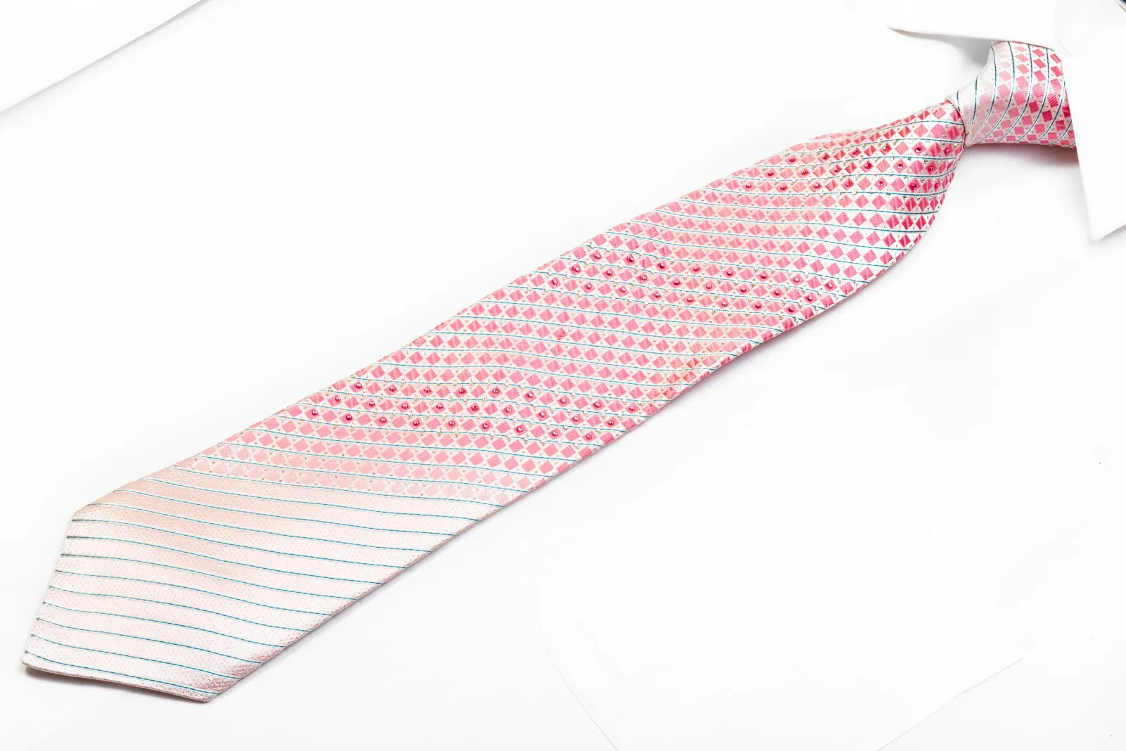 Daniel Hechter Rhinestone Tie Geometric Stripped On Pink With Sparkles