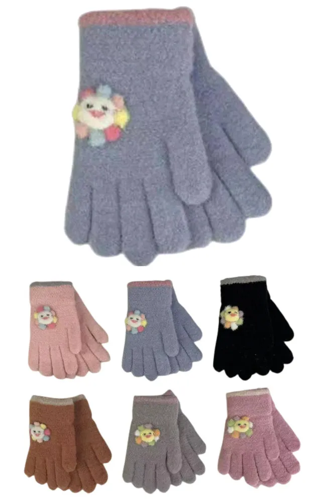 DBGK7816 Kids Cute Sun Pattern Knit Winter Gloves 12prs Pack