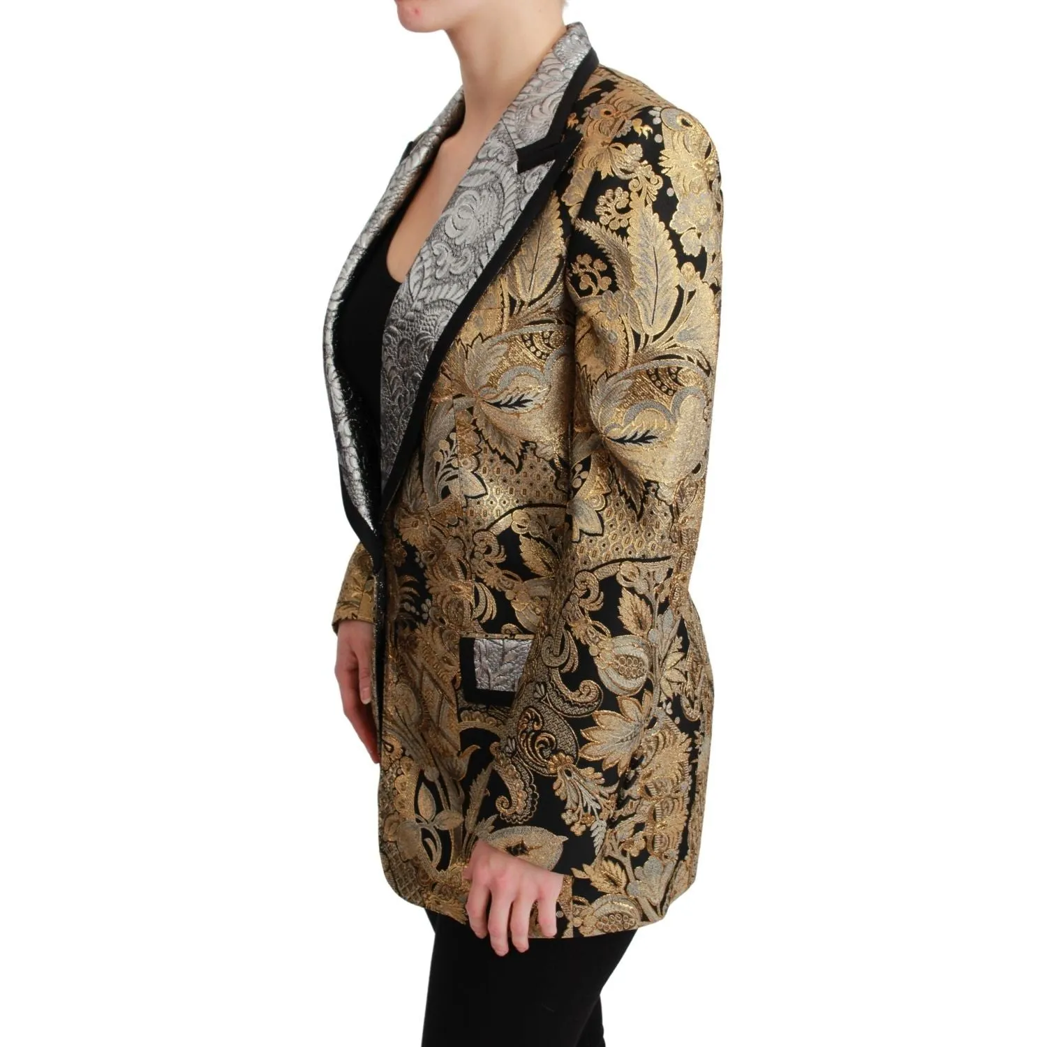 Dolce & Gabbana Elegant Gold Floral Jacquard Blazer