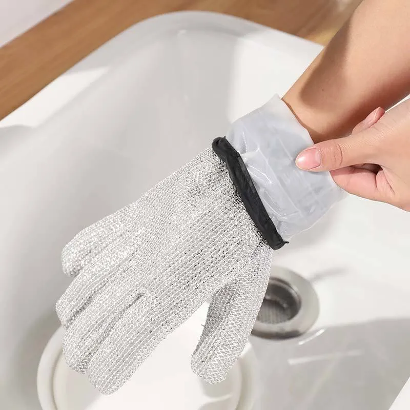 Durable Household Cleaning Silver Gloves