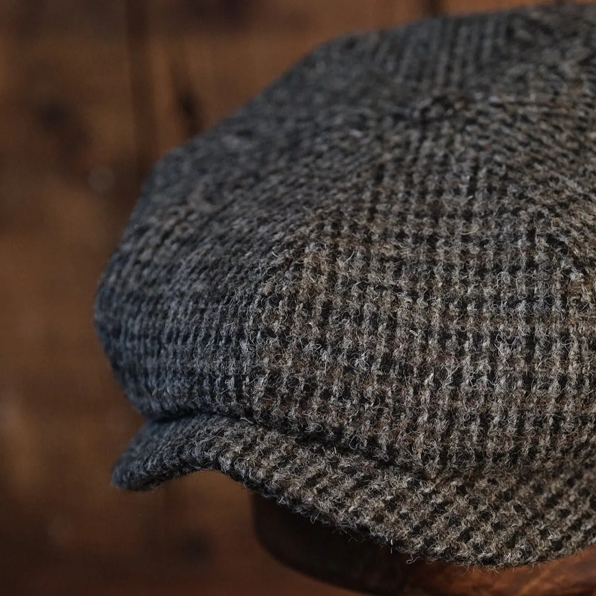 Eight Piece Grey Harris Tweed Newsboy Cap