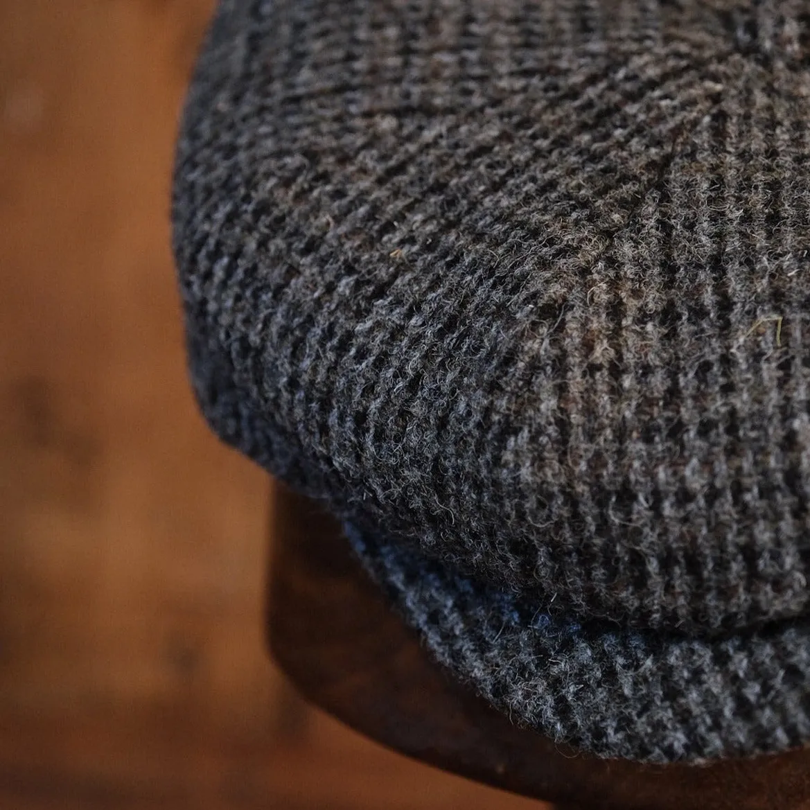 Eight Piece Grey Harris Tweed Newsboy Cap