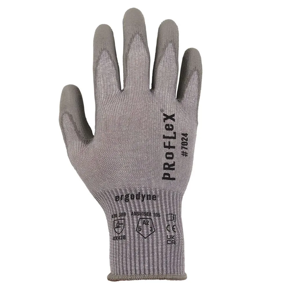 Ergodyne 10394 #7024 12-pair L Gray ANSI A2 PU Coated CR Gloves