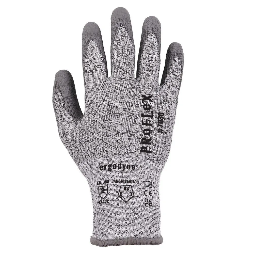 Ergodyne 10465 #7030 1-pair XL Gray ANSI A3 PU Coated CR Gloves