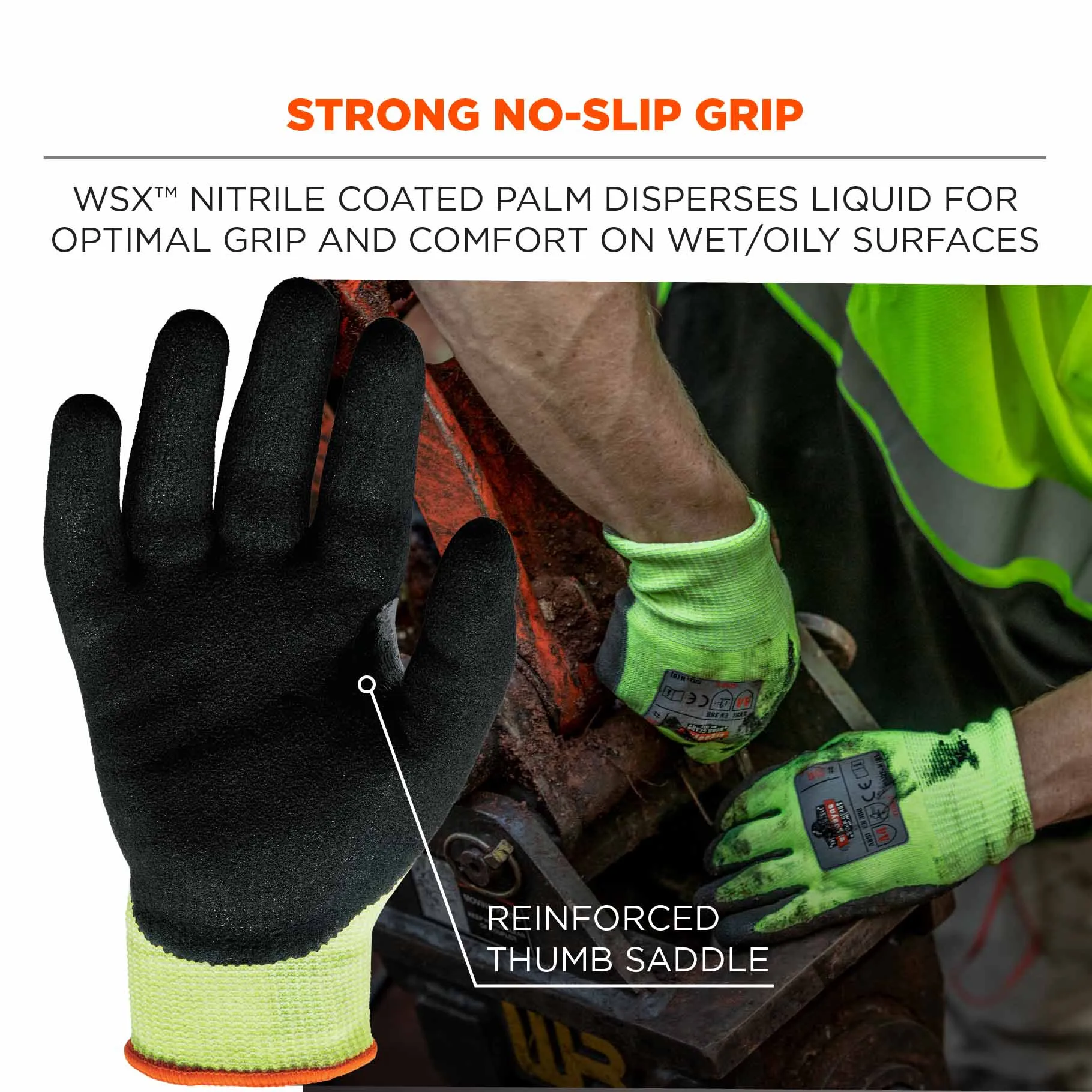 Ergodyne 17822 7041-CASE S Lime ANSI A4 Nitrile-Coated CR Gloves 144-Pair