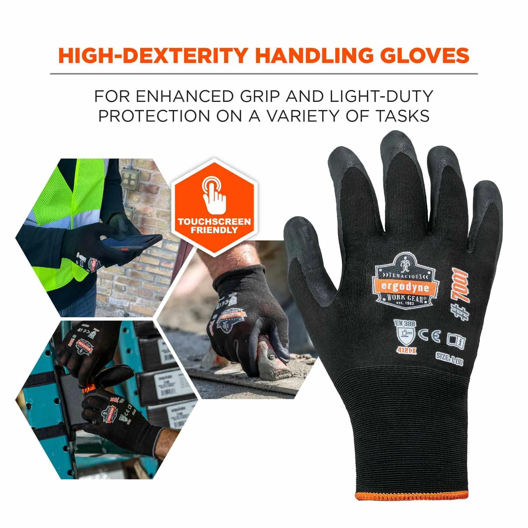 Ergodyne 17952 7001 S Black Nitrile-Coated Gloves - DSX