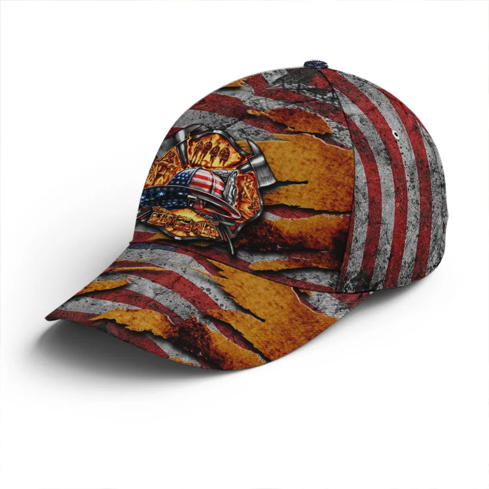 Firefighter Vintage US Flag Baseball Cap Coolspod