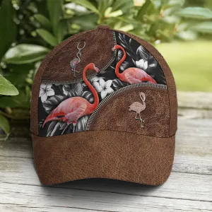 Flamingo Tropical Flower Patterns Leather Style Baseball Cap Coolspod