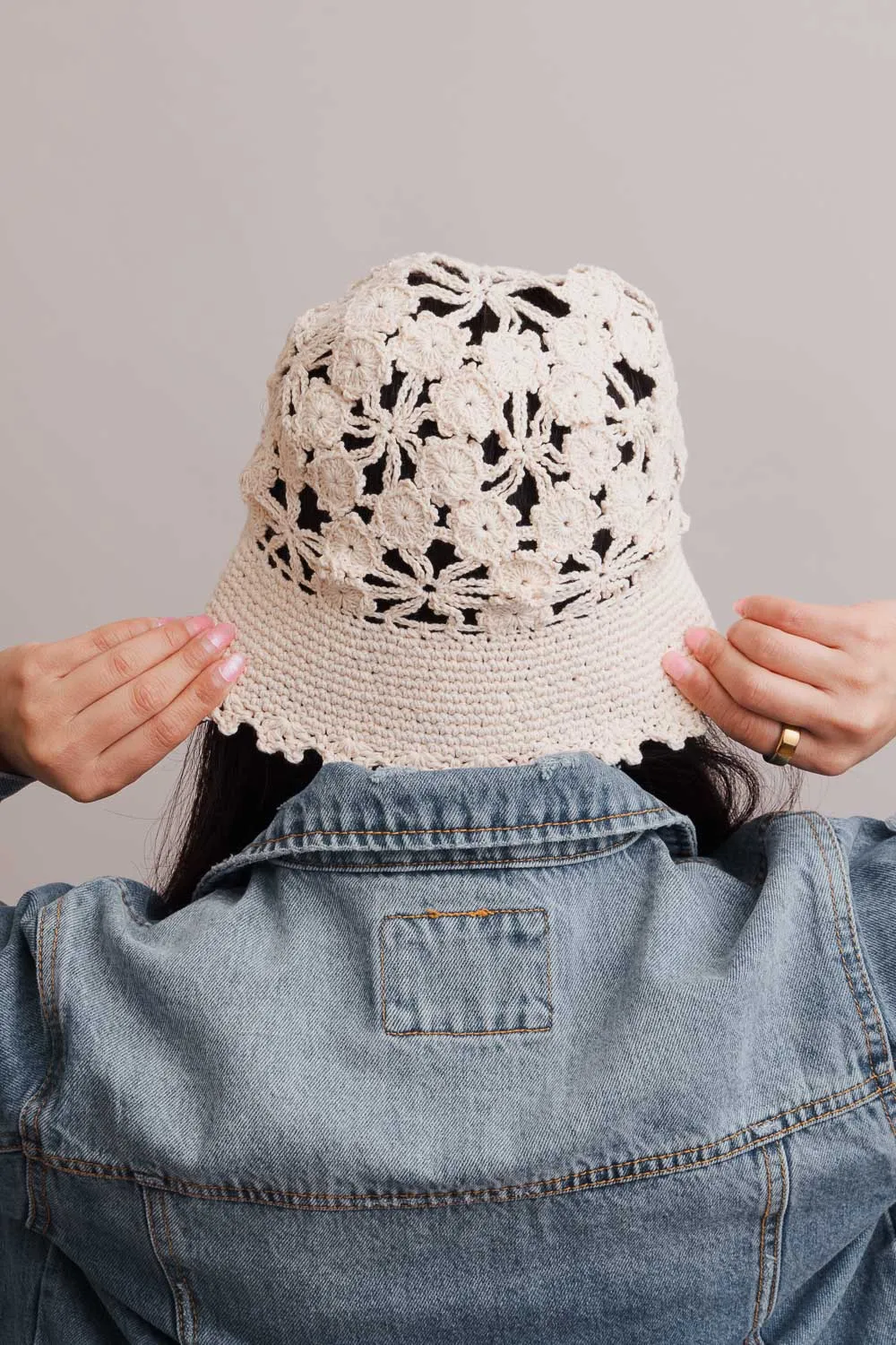 Floral Crochet Bucket Sun Hat