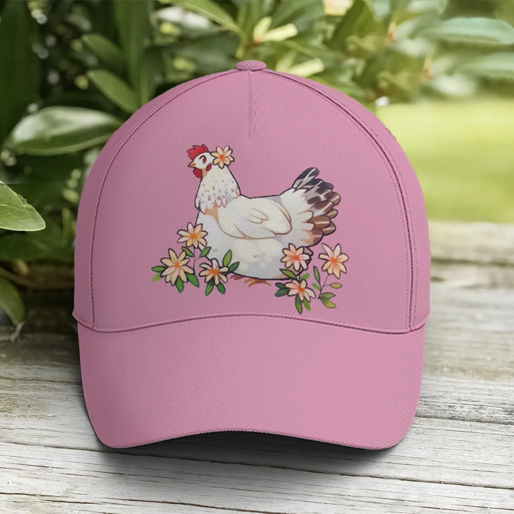 Funny Chicken Countryside Pink Baseball Cap Coolspod