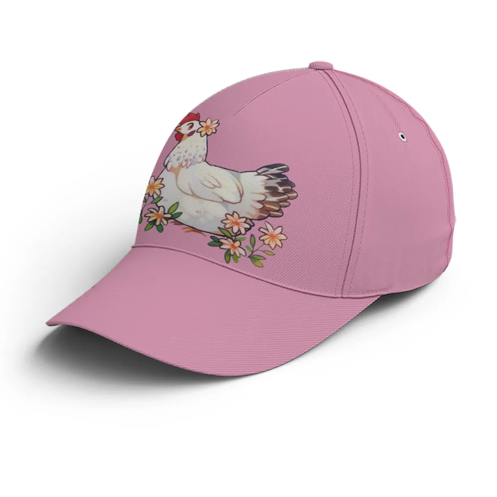 Funny Chicken Countryside Pink Baseball Cap Coolspod